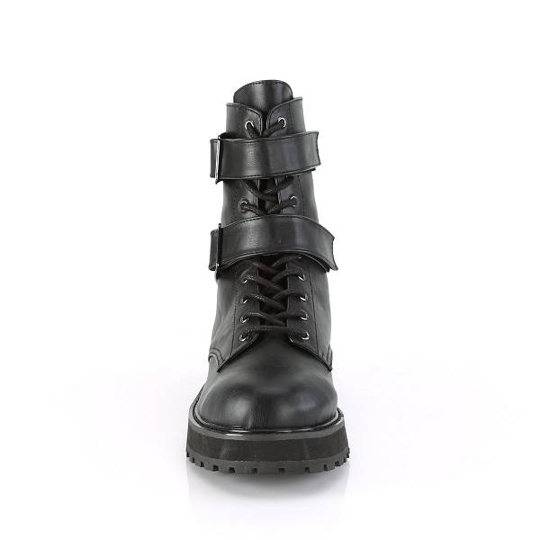 Demonia Men's Valor-250 Platform Boots - Black Vegan Leather D5392-60US Clearance